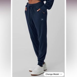 ALO Yoga Navy Blue Muse Ribbed Joggers